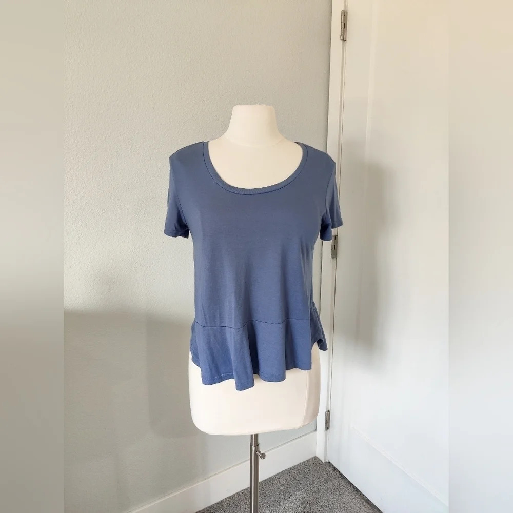 Blue Ruffled Short sleeve top